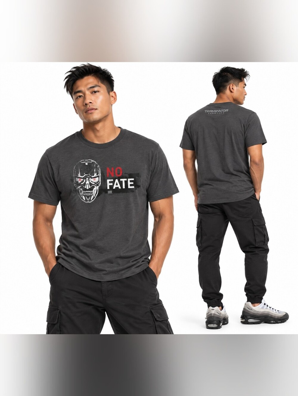 NEW Terminator Dark Fate T-Shirt Charcoal Grey No Fate Graphic Tee Cotton Unisex